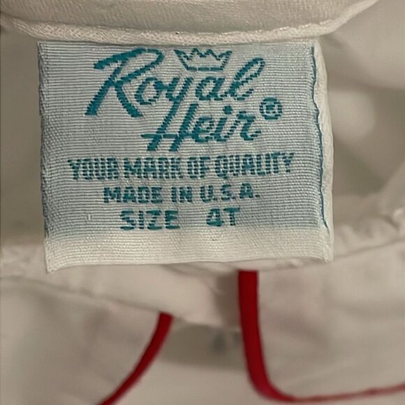 Royal Heir Vintage White Blouse Top Girls Size 4T Peter Pan Collar Red Trim USA - Picture 2 of 8